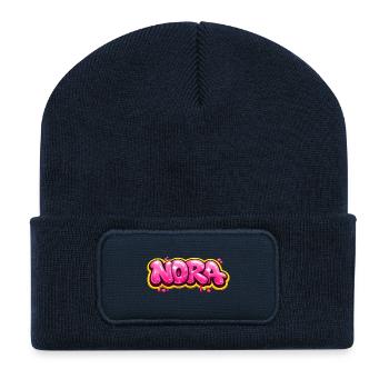 NORA GRAFFITI NAME FÜR PERFEKTES GESCHENK DRUCKBAR - Recycelte Patch Beanie - French Navy - Vorne