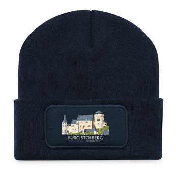 Stolberg Castle Illustration Hand Drawing - Recycled Patch Beanie - french navy - Front