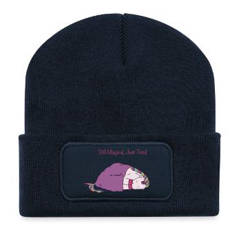 Toujours magique, juste fatigué - Beanie recyclé à patch - bleu marine - Devant