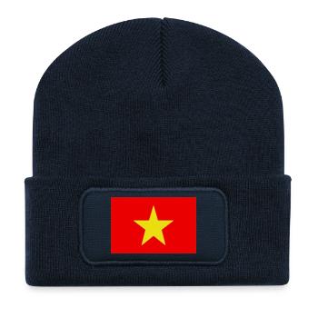 vietnamesische flagge rot mit gelben stern - Recycelte Patch Beanie - French Navy - Vorne