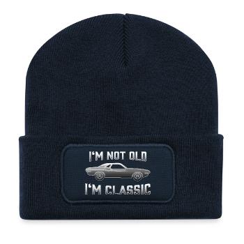 Je ne suis pas vieux, je suis classique - Beanie recyclé à patch - bleu marine - Devant