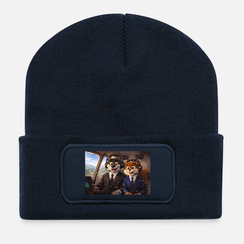 Flieger-Maskottchen im Cockpit - Recycelte Patch Beanie - French Navy