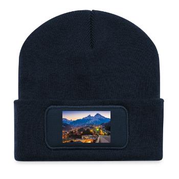 Berchtesgaden avec Watzmann - Beanie recyclé à patch - bleu marine - Devant