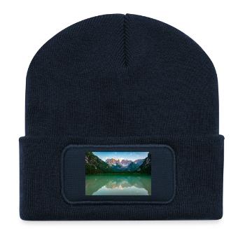 Alpensee Spiegelbild - Recycelte Patch Beanie - French Navy - Vorne