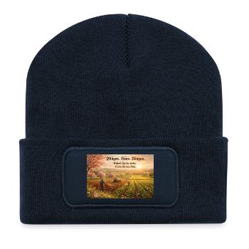 Historische Feldarbeit im Sonnenlicht - Recycelte Patch Beanie - French Navy - Vorne