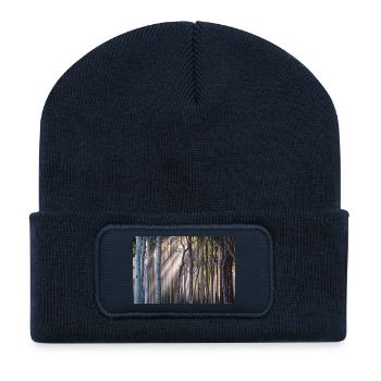 Rayons de lumière dans la forêt - Beanie recyclé à patch - bleu marine - Devant