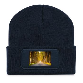 Autumn avenue in the light - Recycled Patch Beanie - french navy - Front