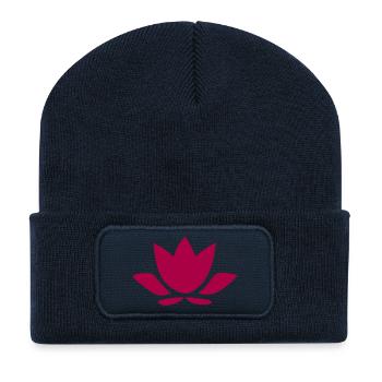 Fleur de lotus Symboles de yoga Fleurs de lotus - Beanie recyclé à patch - bleu marine - Devant