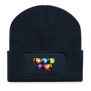 Drohnen-Sonnenuntergang Kollage - Recycelte Patch Beanie - French Navy - Vorne