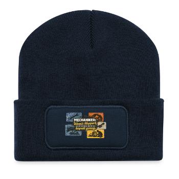 Mechaniker Spruch Illustration - Recycelte Patch Beanie - French Navy - Vorne