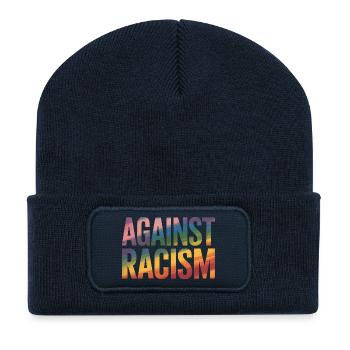 Contre le racisme - T-shirt arc-en-ciel Antifa - Beanie recyclé à patch - bleu marine - Devant