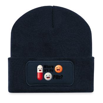 Pillenwitz: Wo sind meine Pillen - Recycelte Patch Beanie - French Navy - Vorne