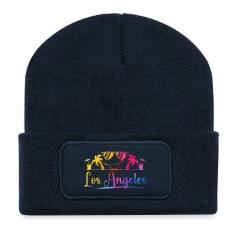 Los Angeles Palm Trees - Recycled Patch Beanie - french navy - Front