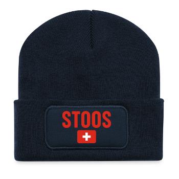 Stoos Schweiz Flagge - Recycelte Patch Beanie - French Navy - Vorne