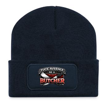 Metzger Shirt – Fuck Average Be A Butcher - Beanie recyclé à patch - bleu marine - Devant