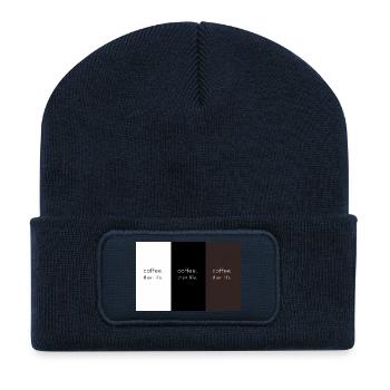 coffee. then life. – Minimalist contrast - Recycled Patch Beanie - french navy - Front