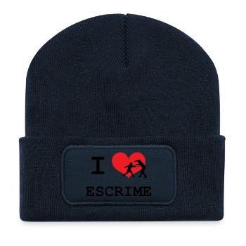 I like Fencing Heart and Silhouette Combat - Recycled Patch Beanie - french navy - Front