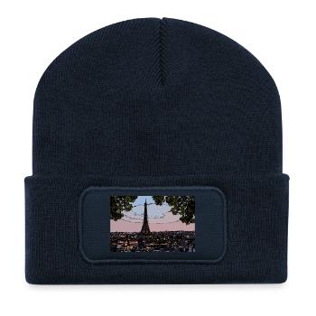 Paris Evening atmosphere at the Eiffel Tower - Recycled Patch Beanie - french navy - Front
