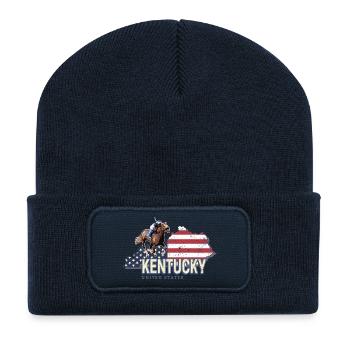 Kentucky United States Map USA Souvenir - Recycled Patch Beanie - french navy - Front