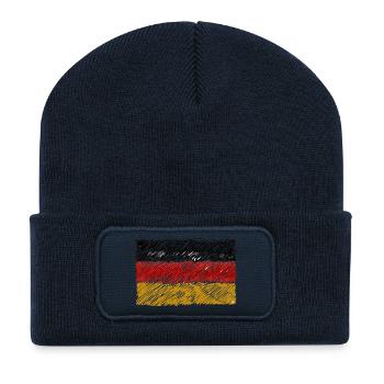 Kritzelei der deutschen Flagge - Recycelte Patch Beanie - French Navy - Vorne