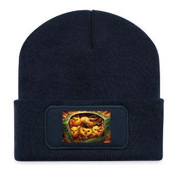 Groupe de filles rocker dans une valise - Beanie recyclé à patch - bleu marine - Devant