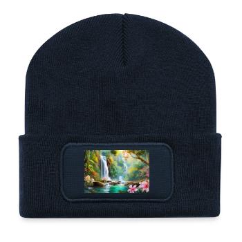 Dschungelwasserfall Traum - Recycelte Patch Beanie - French Navy - Vorne