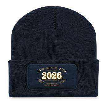 Rente 2026 Ruhestand Spruch offiziell feiern - Recycelte Patch Beanie - French Navy - Vorne