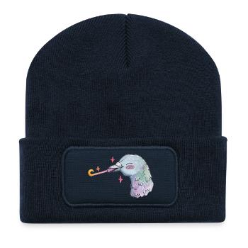 Watercolor Dove Birthday with Stars and Toad - Recycled Patch Beanie - french navy - Front