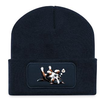 Chien de montagne Appenzeller Chien de montagne Mère chien de montagne - Beanie recyclé à patch - bleu marine - Devant