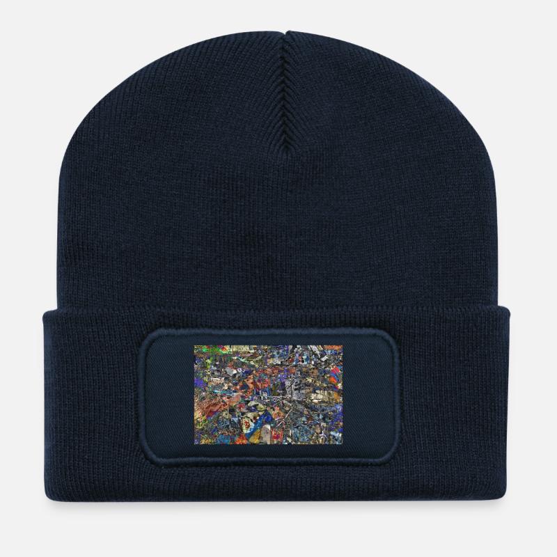 jabtrünjnigj - Beanie recyclé à patch - bleu marine