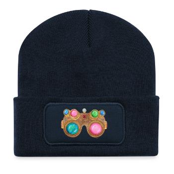 Rainbow Steampunk Glasses - Recycled Patch Beanie - french navy - Front