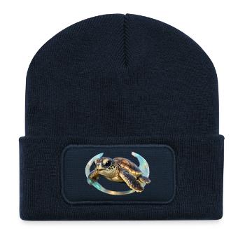 Sea turtle - Recycled Patch Beanie - french navy - Front