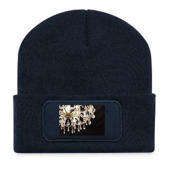Crystal Chandelier Glowing on black background - Recycled Patch Beanie - french navy - Front