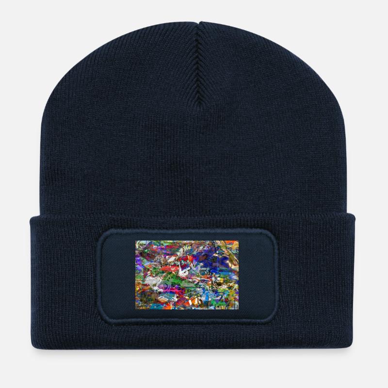 jklajggejrdatschy - Beanie recyclé à patch - bleu marine