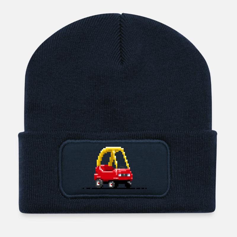 Pixel Car pour enfants - Beanie recyclé à patch - bleu marine
