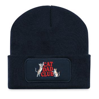 Cat Dad Club - Lustiges Retro Katzen Papa - Recycelte Patch Beanie - French Navy - Vorne