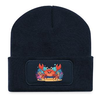 Crabe sous-marin joyeux - Beanie recyclé à patch - bleu marine - Devant