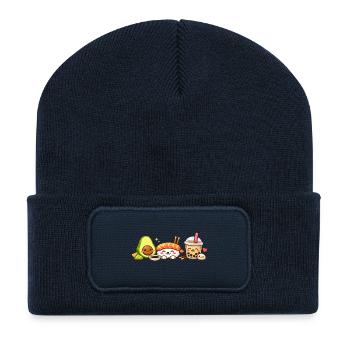 Kawaii Sushi Avocado Bubble Tea - Recycled Patch Beanie - french navy - Front