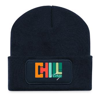 Chill Stay: Geometrische Retro-Palette - Recycelte Patch Beanie - French Navy - Vorne