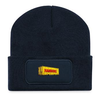 Hamburg Gelber Container Design - Recycelte Patch Beanie - French Navy - Vorne