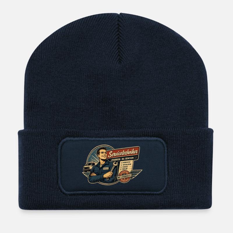 Servicetechniker Vintage Poster - Recycelte Patch Beanie - French Navy