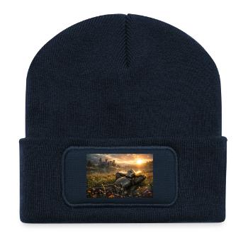 Chevalier du Coucher du Soleil près de Castle Field - Beanie recyclé à patch - bleu marine - Devant