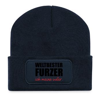 Weltbester Furzer Lustige Vatertagsgeschenk Spruch - Recycelte Patch Beanie - French Navy - Vorne