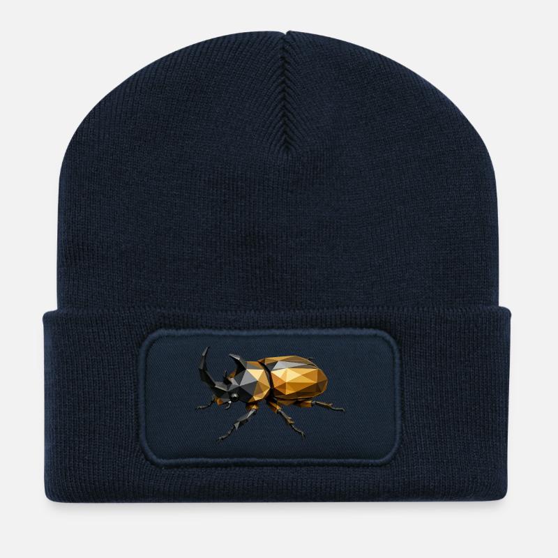 Geometrischer Goldkäfer - Recycled Patch Beanie - french navy