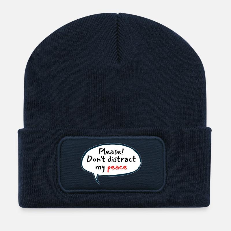 Frieden ohne Ablenkung in der Zeichentrickblase - Recycelte Patch Beanie - French Navy