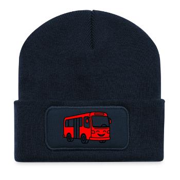 Bus-Cartoon - Recycelte Patch Beanie - French Navy - Vorne