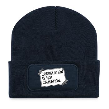 Correlation Is Not Causation Nerd Wissenschaft - Recycelte Patch Beanie - French Navy - Vorne