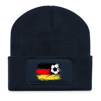 Football allemand utilisé - Beanie recyclé à patch - bleu marine - Devant