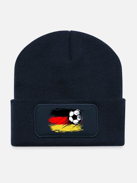 Football allemand utilisé - Beanie recyclé à patch - bleu marine