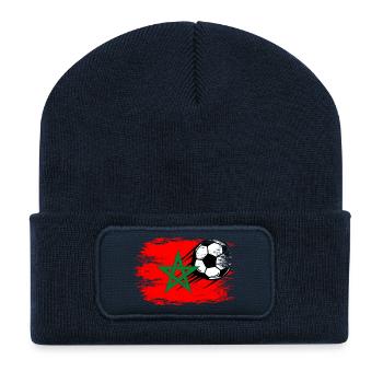 Marokko Flagge Fußball used - Recycelte Patch Beanie - French Navy - Vorne